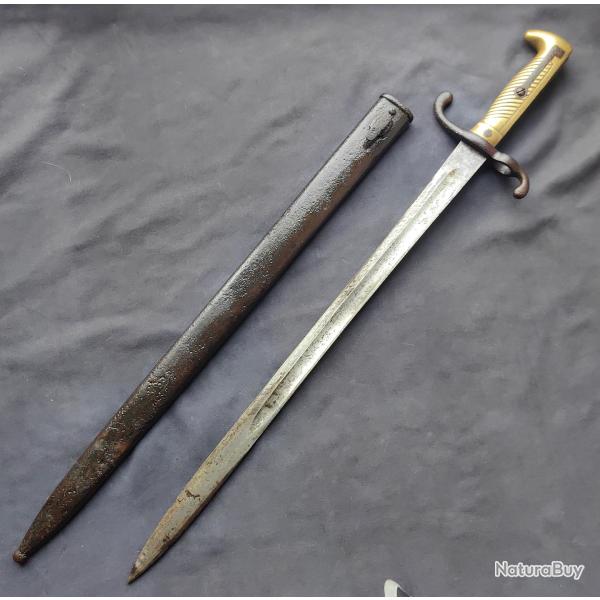 Baionnette mod�le 1871 avec rare fourreau fer ersatz - Allemagne