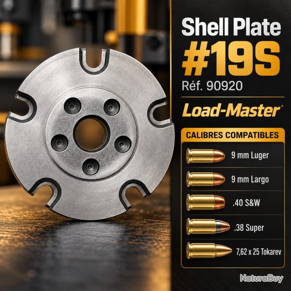 LEE Shell Plate #19S pour presse progressive Load-Master