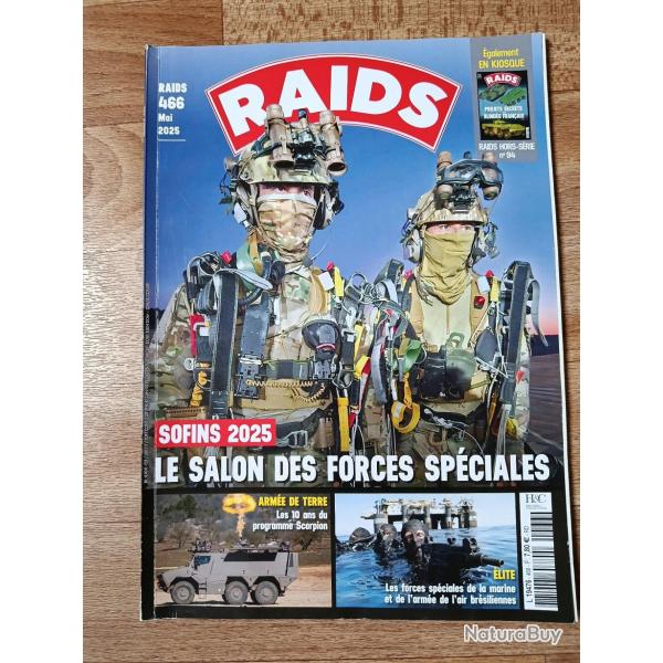 REVU RAIDS 466 MAI 2025 SALON DES FORCES SPECIALES SOFINS MITRAILLEUSE EN 338 GUERRE CIVIL SOUDAN