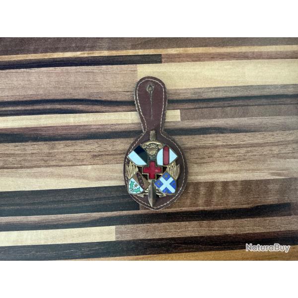 Insigne Service de Sant� Militaire - 4 Blasons & Croix Rouge - Drago Paris sur cuir de poche