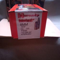 Lot 145 ogives .323  100 Hornady #3232 150gr Interlock + 5 FIP sauvestre +40 Hornady RN 170gr