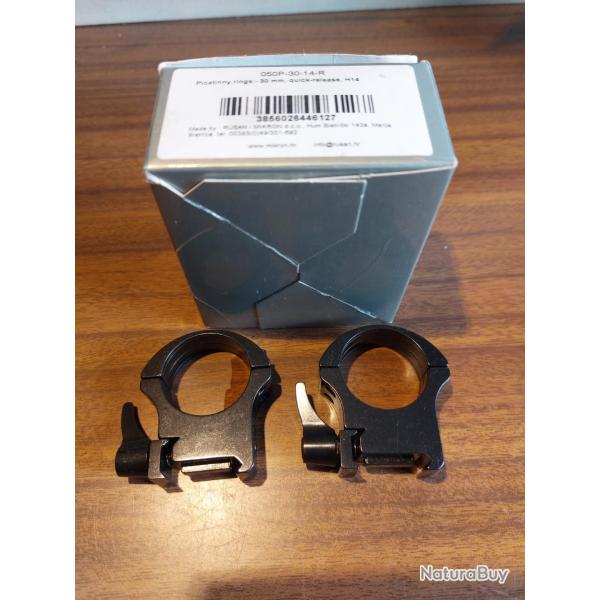 Colliers Rusan pour Rail au standard picatinny - Diam 30mm - BH15mm