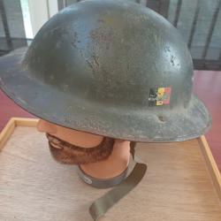 Casque militaire belge M49 ABL d'origine - Dat&eacute; 1952 - complet