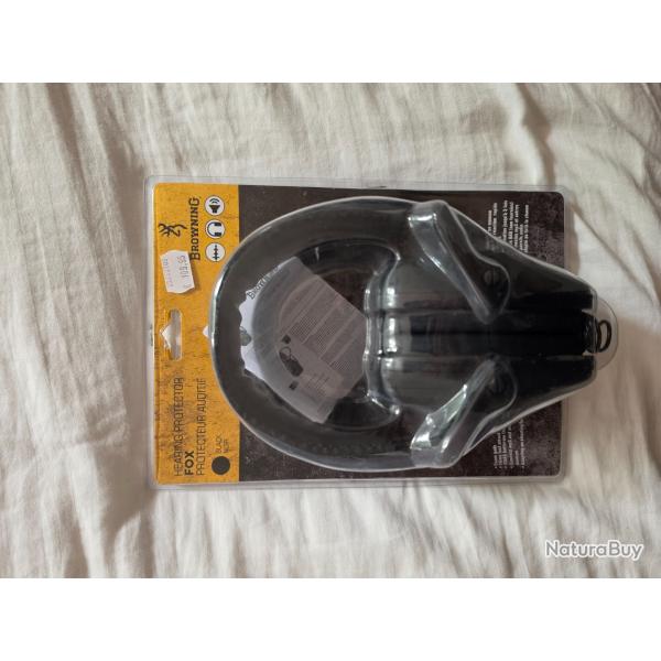 Casque antibruit �lectronique Browning FOX Black neuf - Chasse / Tir - R�f. 126911