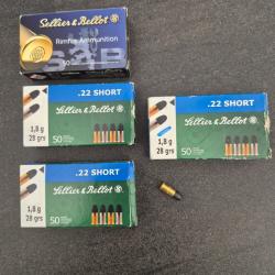 Lot de 4 boites de cartouches 22 short Sellier et Bellot
