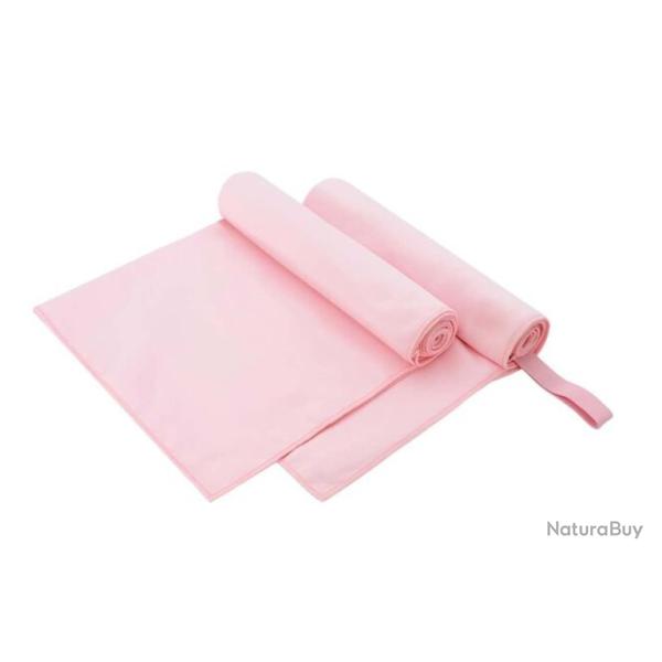 Serviettes sport polyester polyamide rose 50x100 cm absorbantes s�chage rapide lot 2