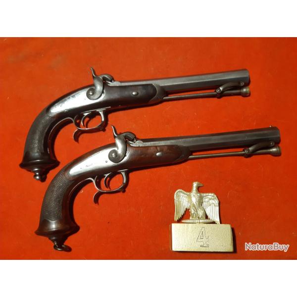 PAIRE DE PISTOLET D'OFFICIER Mod�le 1833 variante marine