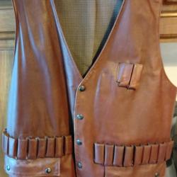 Gilet de chasse en cuir Alexandre MAREUIL TBE