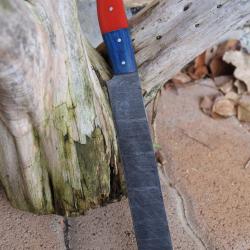 Couteau De Cuisine Santoku Lame Acier Damas 256 Couches Manche Bois/R&eacute;sine Fab Artisanale