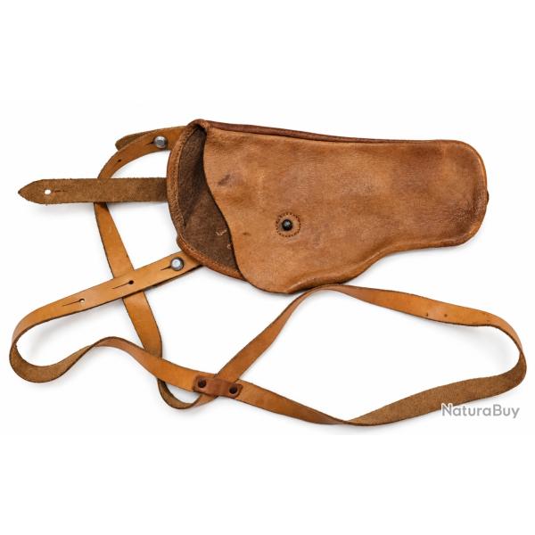 RARE - Holster d'�paule en cuir pour �korpion VZ61 - Tch�coslovaquie - Neuf de stock - Militaria