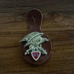 Insigne Pucelle - 93e R&eacute;giment d'Artillerie de Montagne (93e RAM) - DELSART - Gousset Cuir - H324