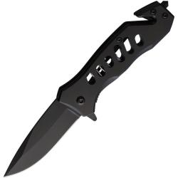 Couteau S-TEC T27033BK Lame Acier Inox Manche Acier Inoxydable Noir Linerlock A/O STT27033BK