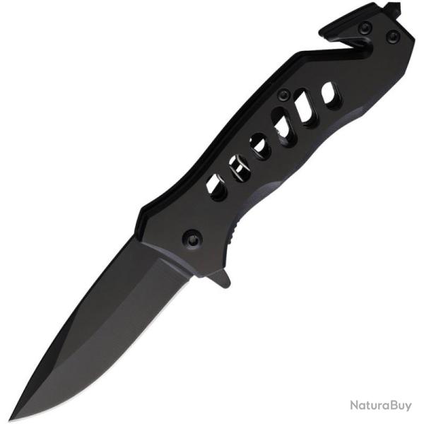 Couteau S-TEC T27033BK Lame Acier Inox Manche Acier Inoxydable Noir Linerlock A/O STT27033BK