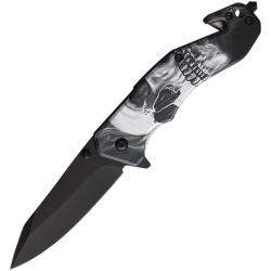 Lot de 3 Couteau S-TEC Skull Lame Acier Inox Manche Nylon Noir, Blanc et Gris Linerlock STT270191