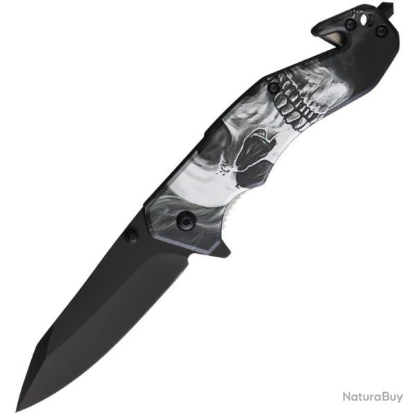 Lot de 3 Couteau S-TEC Skull Lame Acier Inox Manche Nylon Noir, Blanc et Gris Linerlock STT270191