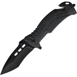 Couteau S-TEC Rescue T015BK Lame Acier Inox Manche Nylon Noir Linerlock A/O STT015BK