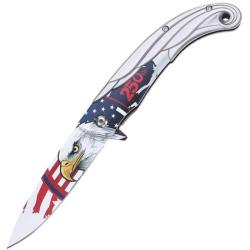 Couteau MTech 250th Eagle Lame Acier Inox Manche Aluminium Argent Linerlock A/O MTA2071S250