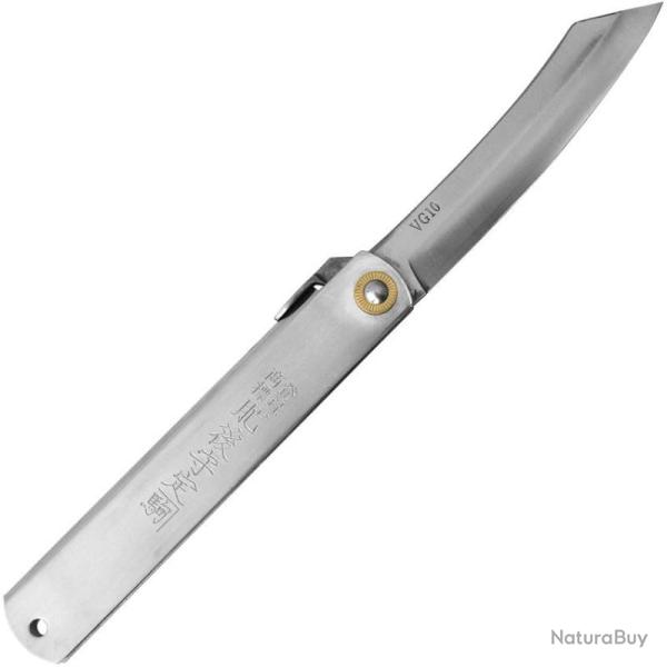 Couteau Higonokami VG-10 Extra Large Lame Acier VG-10 Manche Acier Gris Friction HIGOBL161