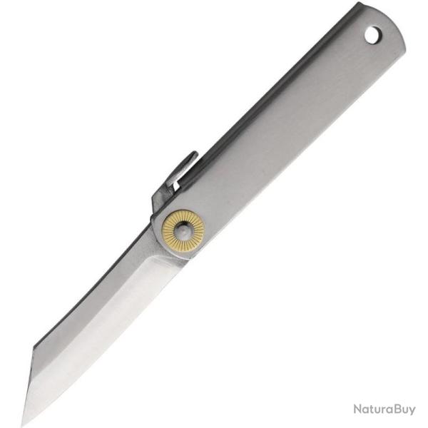 Couteau Higonokami VG-10 Compact Lame Acier VG-10 Manche Acier Gris Friction Made In Japan HIGOBL162