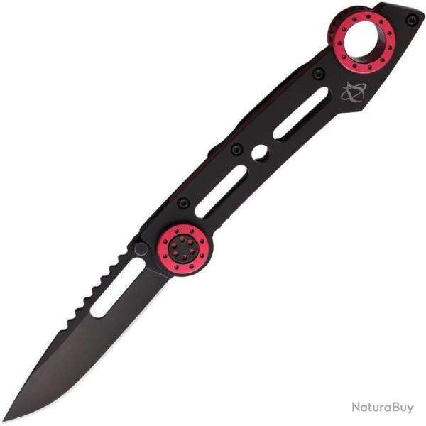 Couteau Pliant Mantis Monacoe Lame Acier BG-42 Manche M�tal Noir et Rouge Framelock MANT5