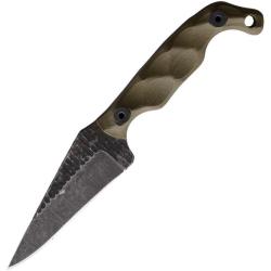 Couteau Fixe Stroup Mini Lame Acier 1095 Manche G10 Vert &Eacute;tui Kydex Made In USA STPMINIODG10S