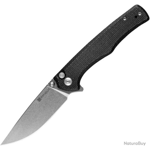 Couteau Sencut Crowley Lame Acier D2 Manche Micarta Noir Button Lock S210122