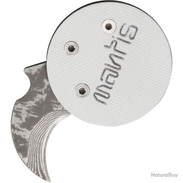 Couteau Pliant Mantis Civilianaire Lame Damas Manche G10 Blanc MANMCK2