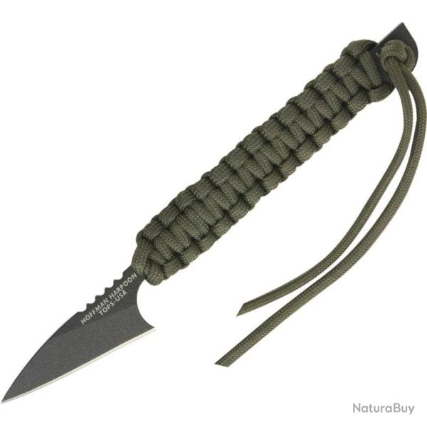 Couteau TOPS Hoffman Harpoon Lame Acier 1095 Manche Paracorde Vert �tui Nylon Made In USA TPHOFHAR01