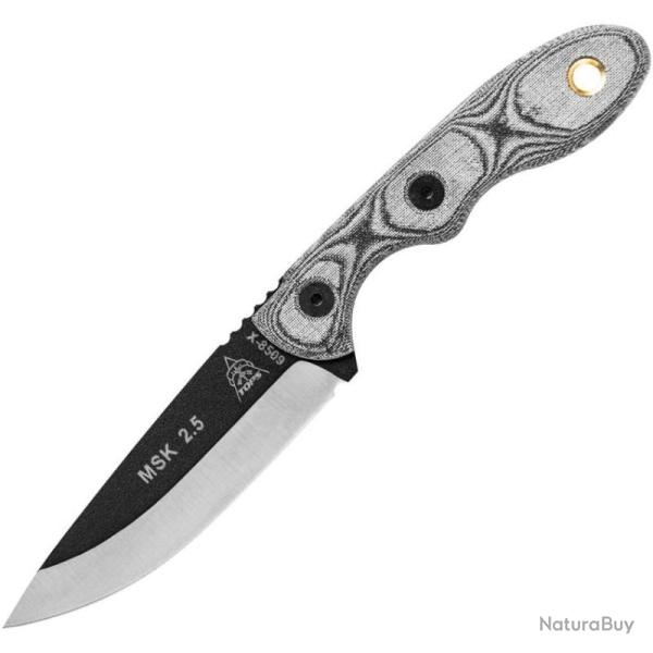 Couteau Fixe TOPS Mini Scandi Lame Acier 1095 Manche Micarta Noir �tui Kydex Made In USA TPMSKBLM