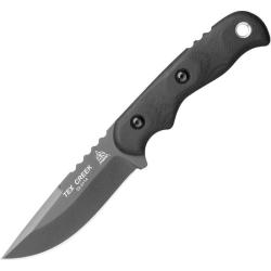 Couteau Fixe TOPS TEX Creek Lame Acier 1095 Manche Micarta Noir &Eacute;tui Cuir Made In USA TPTEX402