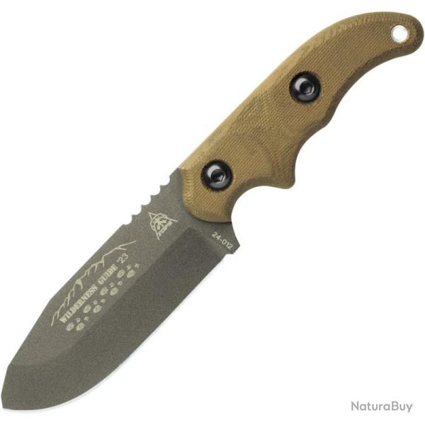 Couteau TOPS Wilderness Guide 23 Lame Acier 1095 Manche Micarta Vert �tui Kydex Made In USA TPWSG02