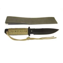 Couteau Fixe Rite Edge Military Spear Lame Acier Inox Manche Cordelette Vert OD &Eacute;tui Nylon CN210668