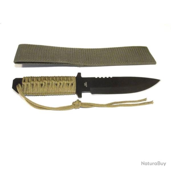 Couteau Fixe Rite Edge Military Spear Lame Acier Inox Manche Cordelette Vert OD �tui Nylon CN210668