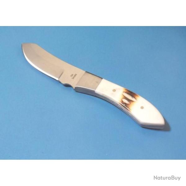 Couteau Fixe Ole Smoky Green Valley Skinner Lame Acier Inox Manche Os Second Cut Beige �tui Cuir
