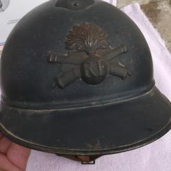 V&eacute;ritable casque Adrien de canonnier NOMINATIF DE1914/1918 .