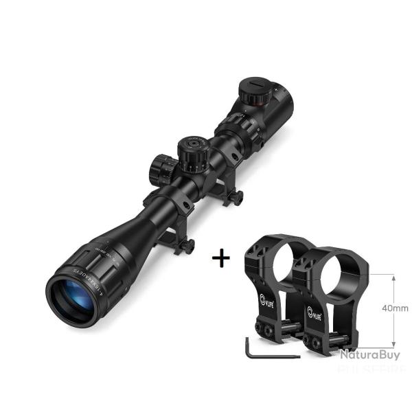 Lunette CVLife 4-16x44 AOE � r�ticule lumineux + Colliers 11mm Extra-Hauts - 1� SANS PRIX DE RESERVE