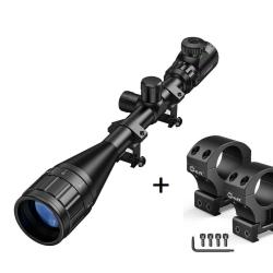 Lunette CVLife 6-24x50 AOE &agrave; r&eacute;ticule lumineux + Colliers Hauts Picatinny - 1� SANS PRIX DE RESERVE