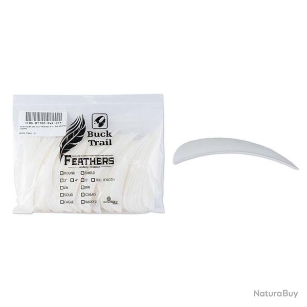 Empennages Buck Trail RW paraboliques 4 pouces couleur unie - lot de 100 Blanc