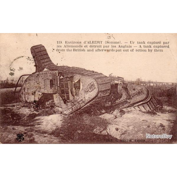 Carte postale ancienne - Environs d'Albert (Somme) - Tank britannique - N�8860