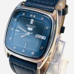 Montre Vintage Seiko 5 Automatique Calibre 6309 / 6319 - 100% D'Origine - Cadran Bleu Index Cristaux