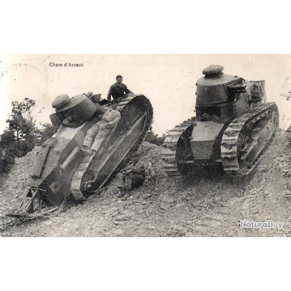Carte postale ancienne Chars d'Assaut avec timbre- N�8864