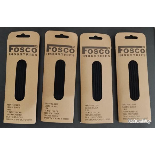 4 paires de Lacets Noirs Fosco Industries (longueur 180 cm)
