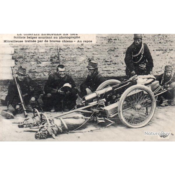 Carte postale ancienne - Soldats belges et mitrailleuse, 1914- N�8868