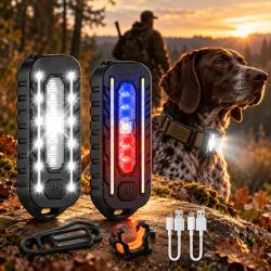 Lot de 2 Lampes LED Rechargeables &agrave; Clip - Chien, Chasse, Randonn&eacute;e - 150 lm
