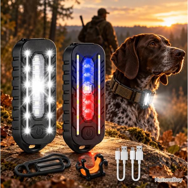 Lot de 2 Lampes LED Rechargeables � Clip - Chien, Chasse, Randonn�e - 150 lm