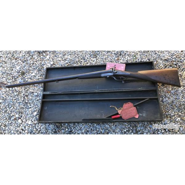 BO�TE D'UN FUSIL D'ARTISAN CAL 16 A BROCHE �TIQUETTE 23MAI 1907