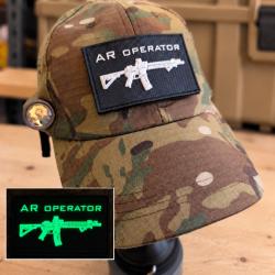 Casquette tactique camouflage avec patch AR Operator phosphorescent - neuve