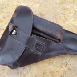 original Etui pistolet  7.65 ww2 mauser hsc PPK noir Cey44  Allemand seconde guerre attache refix&eacute;e