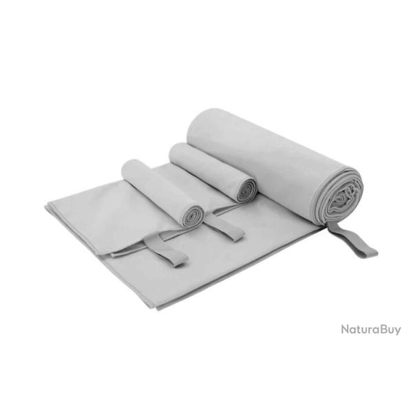 Serviettes sport polyester polyamide gris 200x100 cm s�chage rapide lot 3