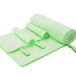 Serviettes sport polyester polyamide vert 200x100 cm s&eacute;chage rapide lot 3